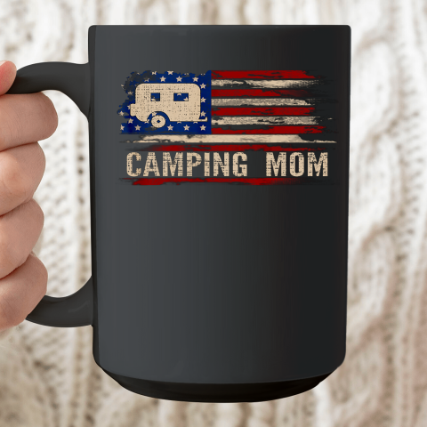 Camper USA Camping Mom American USA Flag Ceramic Mug 15oz
