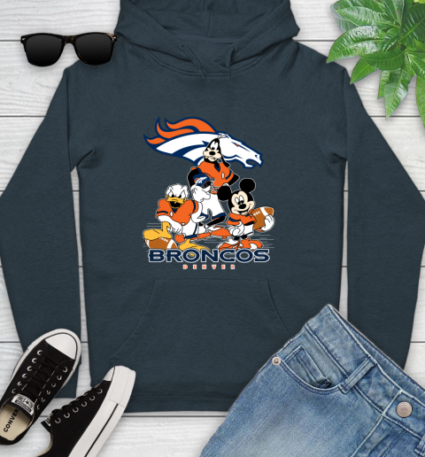 NFL Denver Broncos Mickey Mouse Donald Duck Goofy Football Shirt Youth Hoodie 10