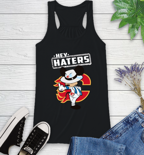 NHL Hey Haters Mickey Hockey Sports Calgary Flames Racerback Tank