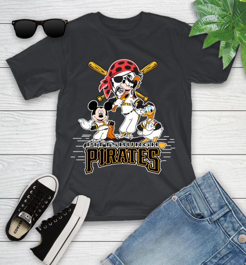 MLB Pittsburgh Pirates Mickey Mouse Donald Duck Goofy Baseball T Shirt Youth T-Shirt