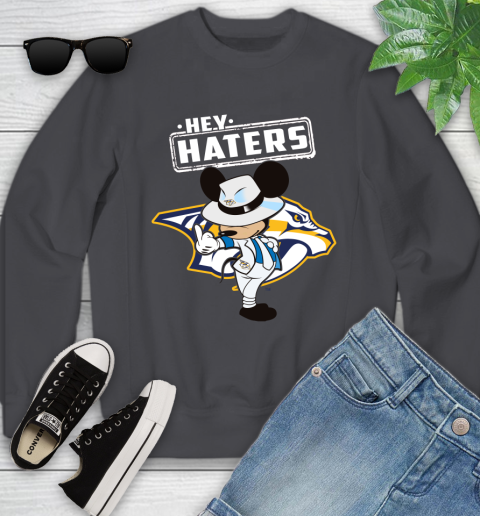 NHL Hey Haters Mickey Hockey Sports Nashville Predators Youth Sweatshirt 5