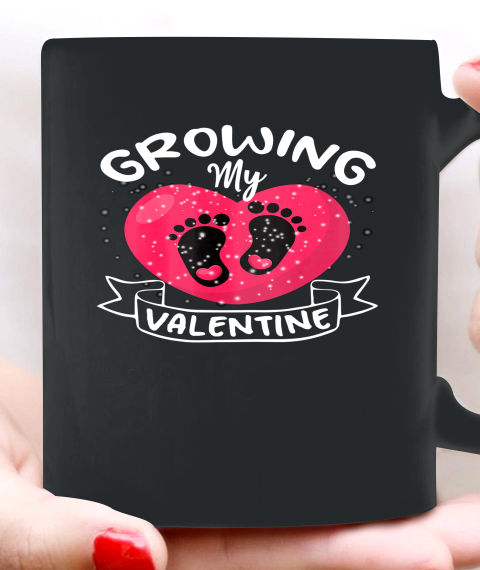 Womens Growing My Valentine literally pregnant shirt Pregnancy Wife Ceramic Mug 11oz