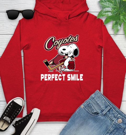 NHL Arizona Coyotes Snoopy Perfect Smile The Peanuts Movie Hockey T Shirt Youth Hoodie 12