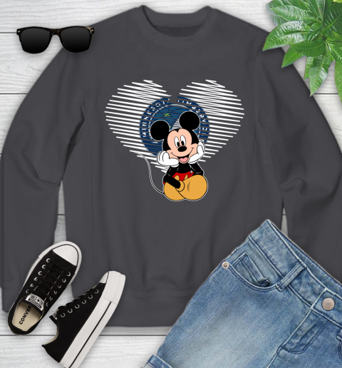 NBA Minnesota Timberwolves The Heart Mickey Mouse Disney Basketball Youth Sweatshirt 5