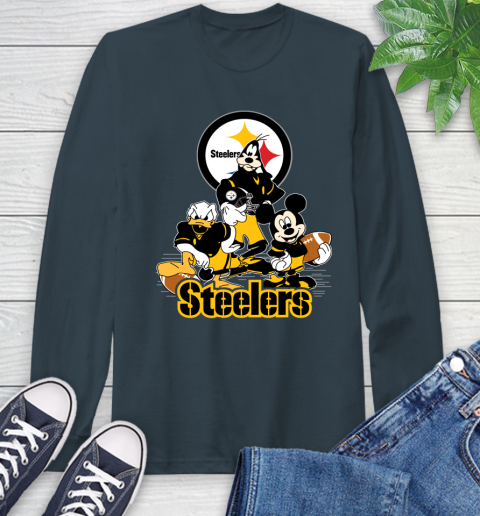 NFL Pittsburgh Steelers Mickey Mouse Donald Duck Goofy Football Shirt Long Sleeve T-Shirt 9