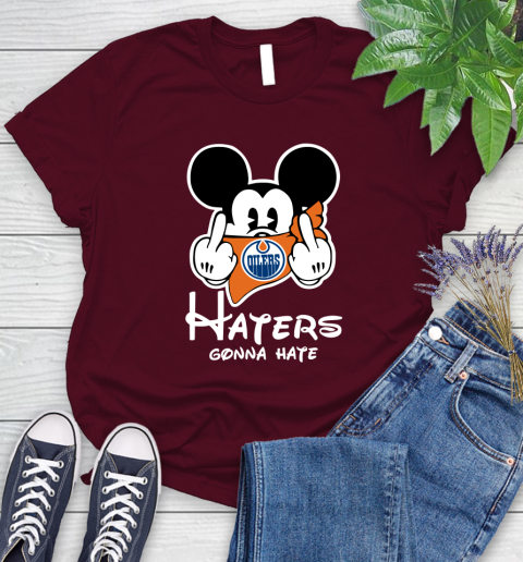 NHL Edmonton Oilers Haters Gonna Hate Mickey Mouse Disney Hockey T Shirt Women's T-Shirt 7