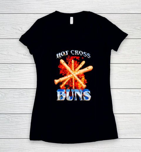 Hot Cross Buns Funny Women's V-Neck T-Shirt