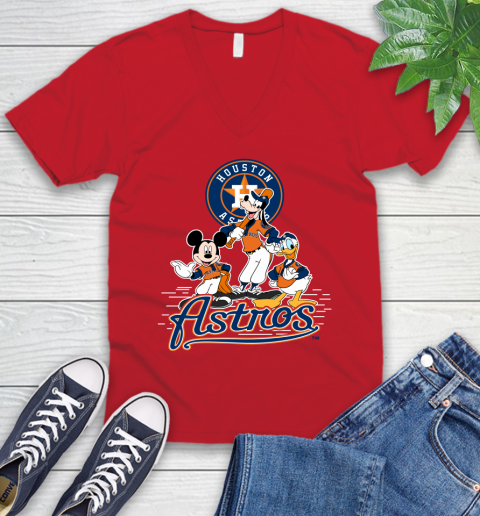 MLB Houston Astros Mickey Mouse Donald Duck Goofy Baseball T Shirt V-Neck T-Shirt 6