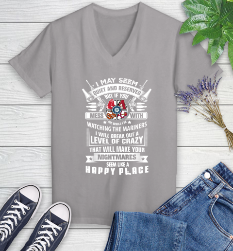 Seattle Mariners MLB Baseball Don't Mess With Me While I'm Watching My Team Sports Women's V-Neck T-Shirt 4