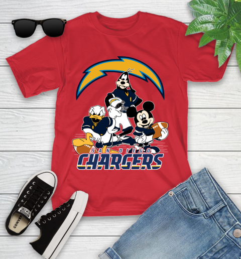 NFL San Diego Chargers Mickey Mouse Donald Duck Goofy Football Shirt Youth T-Shirt 13