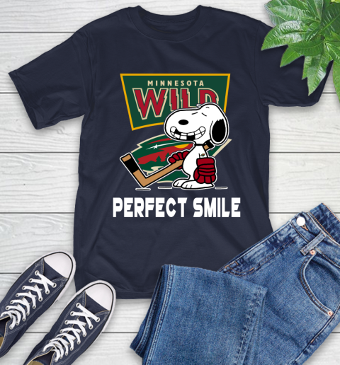 NHL Minnesota Wild Snoopy Perfect Smile The Peanuts Movie Hockey T Shirt T-Shirt 3