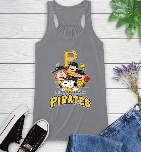 MLB Pittsburgh Pirates Snoopy Charlie Brown Woodstock The Peanuts Movie Baseball T Shirt_000 Racerback Tank 4
