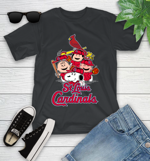 MLB St.Louis Cardinals Snoopy Charlie Brown Woodstock The Peanuts Movie Baseball T Shirt_000 Youth T-Shirt