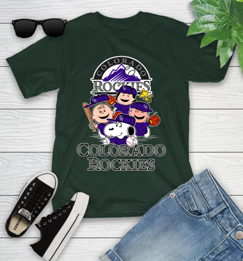 MLB Colorado Rockies Snoopy Charlie Brown Woodstock The Peanuts Movie Baseball T Shirt_000 Youth T-Shirt 5
