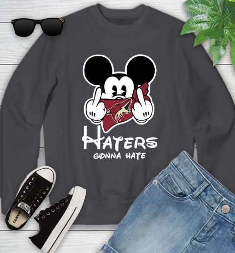 NHL Arizona Coyotes Haters Gonna Hate Mickey Mouse Disney Hockey T Shirt Youth Sweatshirt 5