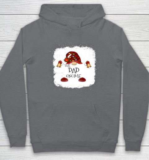 Dad Gnome Buffalo Plaid Christmas Light Bleached Hoodie Tee For