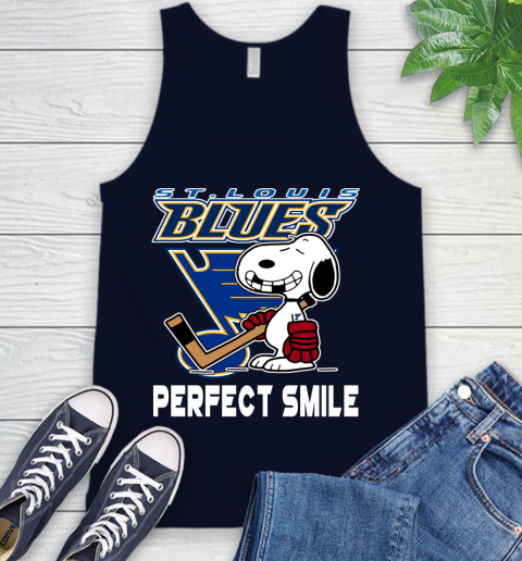 NHL St.Louis Blues Snoopy Perfect Smile The Peanuts Movie Hockey T Shirt Tank Top 2