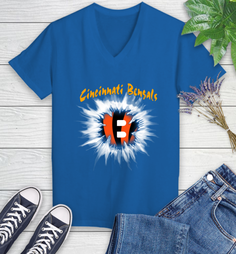 Cincinnati Bengals NFL Football Adoring Fan Rip Sports Women's V-Neck T-Shirt 10