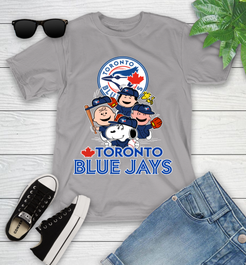 MLB Toronto Blue Jays Snoopy Charlie Brown Woodstock The Peanuts Movie Baseball T Shirt_000 Youth T-Shirt 4