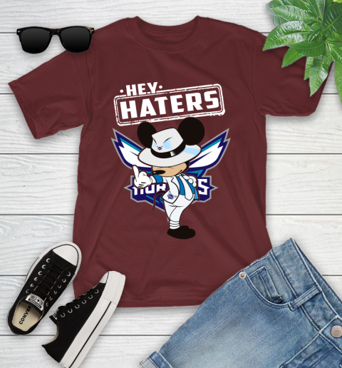 NBA Hey Haters Mickey Basketball Sports Charlotte Hornets Youth T-Shirt 14