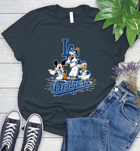 MLB Los Angeles Dodgers Mickey Mouse Donald Duck Goofy Baseball T Shirt Women's T-Shirt 11