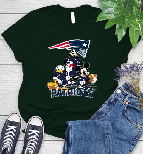 NFL New England Patriots Mickey Mouse Donald Duck Goofy Football Shirt Women's T-Shirt 6