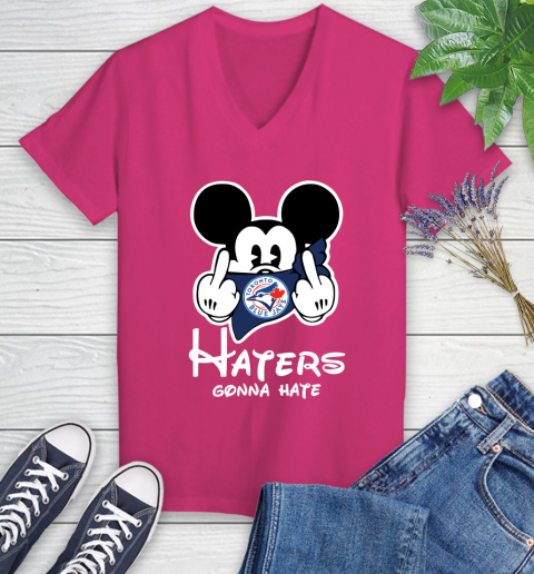 MLB Toronto Blue Jays Haters Gonna Hate Mickey Mouse Disney Baseball T Shirt_000 Women's V-Neck T-Shirt 9