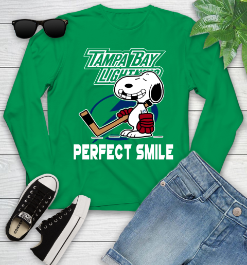 NHL Tampa Bay Lightning Snoopy Perfect Smile The Peanuts Movie Hockey T Shirt Youth Long Sleeve 7