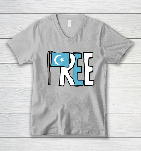 Free the Uyghurs Support Uighur V-Neck T-Shirt 2