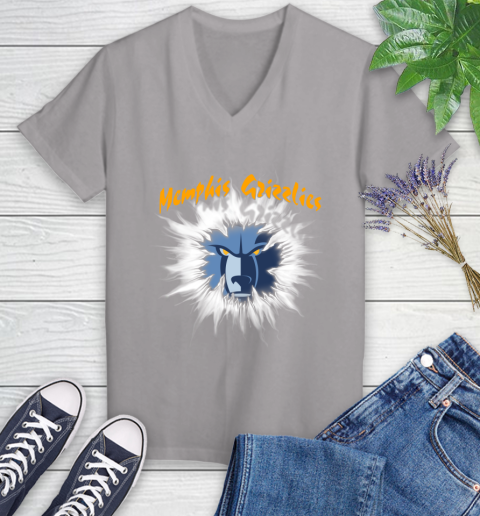 Memphis Grizzlies NBA Basketball Rip Sports Women's V-Neck T-Shirt 4