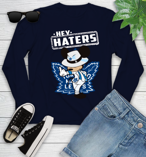 NHL Hey Haters Mickey Hockey Sports Toronto Maple Leafs Youth Long Sleeve 2