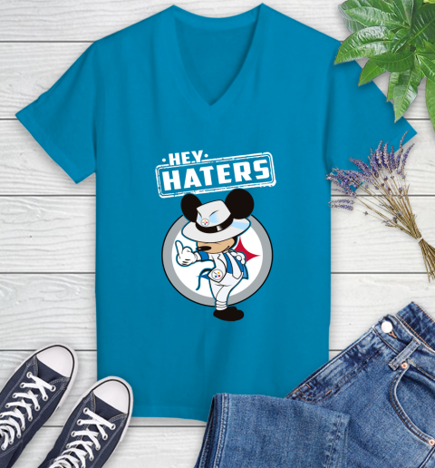 NFL Hey Haters Mickey Football Sports Pittsburgh Steelers Women's V-Neck T-Shirt 7