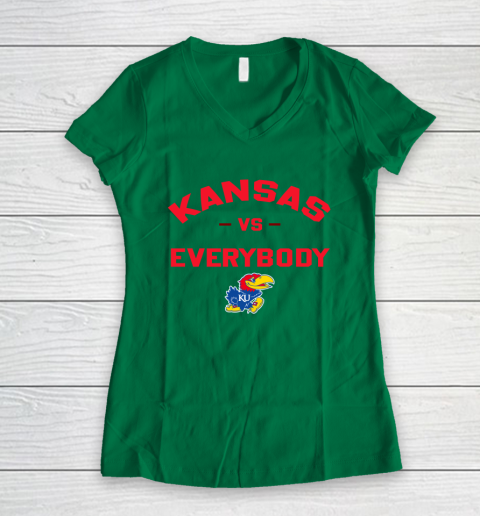 Kansas Jayhawks Vs Everybody Women's V-Neck T-Shirt 3