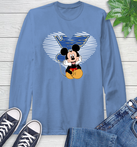 NHL St.Louis Blues The Heart Mickey Mouse Disney Hockey Long Sleeve T-Shirt 12
