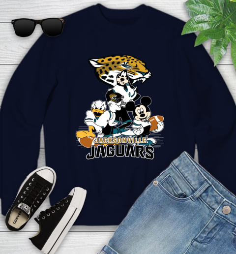 NFL Jacksonville Jaguars Mickey Mouse Donald Duck Goofy Football Shirt Youth Sweatshirt 2