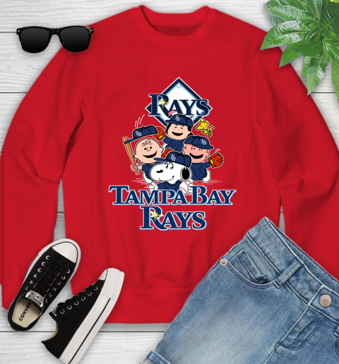 MLB Tampa Bay Rays Snoopy Charlie Brown Woodstock The Peanuts Movie Baseball T Shirt Youth Sweatshirt 8
