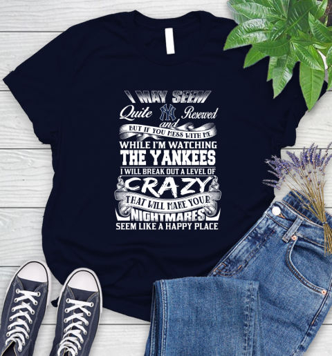 New York Yankees MLB Baseball Don't Mess With Me While I'm Watching My Team Women's T-Shirt 2