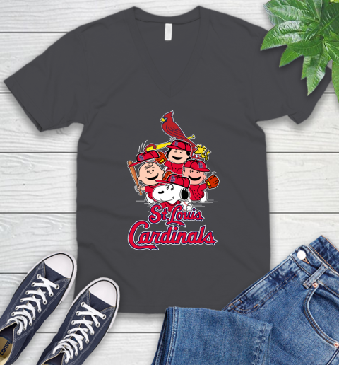 MLB St.Louis Cardinals Snoopy Charlie Brown Woodstock The Peanuts Movie Baseball T Shirt_000 V-Neck T-Shirt 4