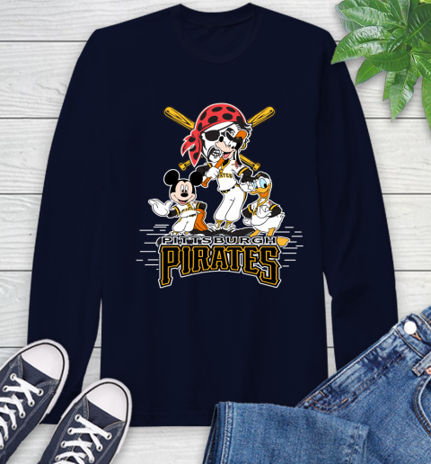 MLB Pittsburgh Pirates Mickey Mouse Donald Duck Goofy Baseball T Shirt Long Sleeve T-Shirt 3