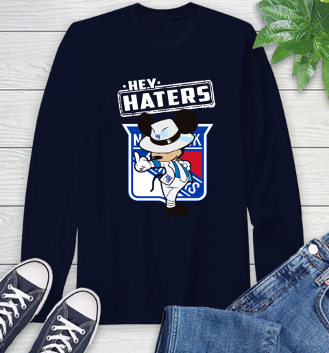 NHL Hey Haters Mickey Hockey Sports New York Rangers Long Sleeve T-Shirt 3