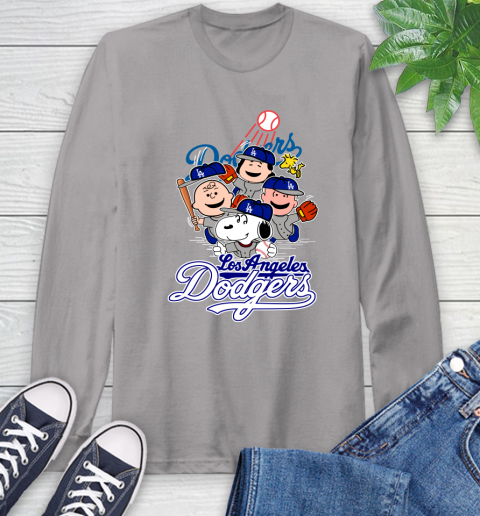 MLB Los Angeles Dodgers Snoopy Charlie Brown Woodstock The Peanuts Movie Baseball T Shirt_000 Long Sleeve T-Shirt 6