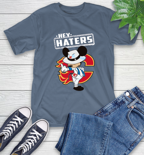 NHL Hey Haters Mickey Hockey Sports Calgary Flames T-Shirt 8