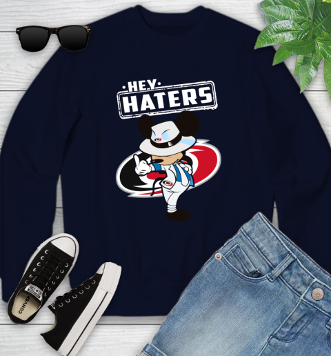 NHL Hey Haters Mickey Hockey Sports Carolina Hurricanes Youth Sweatshirt 2