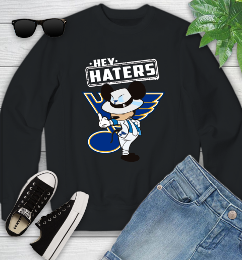NHL Hey Haters Mickey Hockey Sports St.Louis Blues Youth Sweatshirt