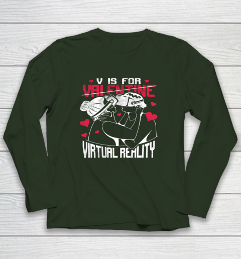 V Is For Virtual Reality Funny Valentine Couples Lovers Kiss Long Sleeve T-Shirt 10