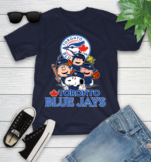 MLB Toronto Blue Jays Snoopy Charlie Brown Woodstock The Peanuts Movie Baseball T Shirt_000 Youth T-Shirt 2