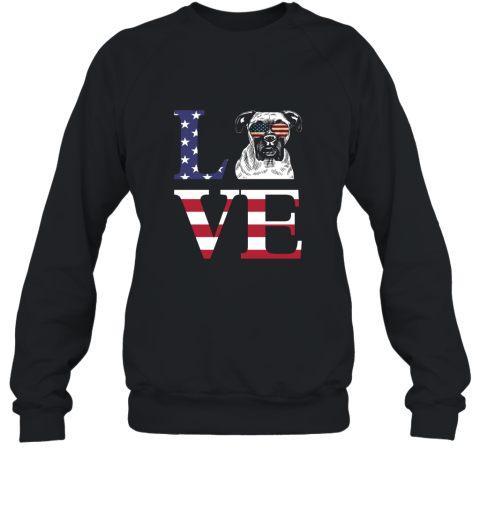 American Flag Boxer Dog Love Shirt  4th of July T Shirt Sweatshirt