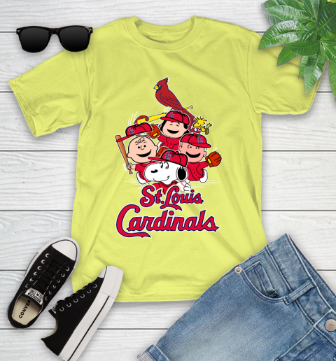 MLB St.Louis Cardinals Snoopy Charlie Brown Woodstock The Peanuts Movie Baseball T Shirt_000 Youth T-Shirt 10