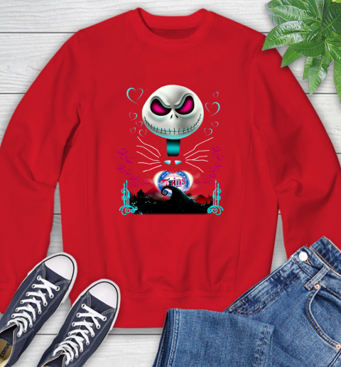 MLB Minnesota Twins Jack Skellington Sally The Nightmare Before Christmas Baseball Sweatshirt 10