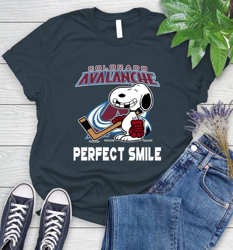 NHL Colorado Avalanche Snoopy Perfect Smile The Peanuts Movie Hockey T Shirt Women's T-Shirt 11